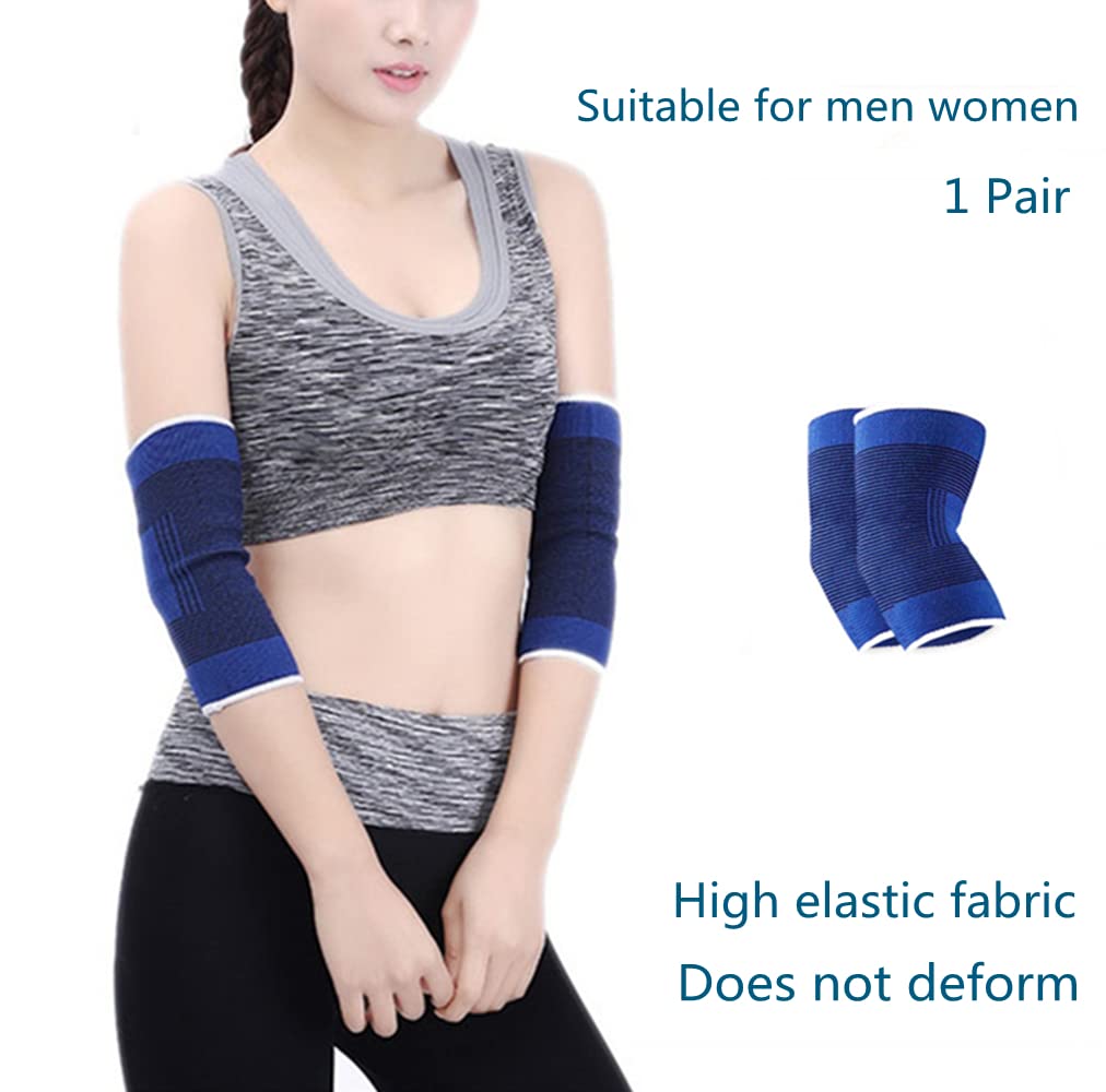 JUSDIQIR Elbow Compression Sleeves, Elbow Brace for Men Women, Tennis Golfer's Elbow Support 1pair, Arm Support Sleeves For Sports Protection And Pain Relief (Blue)