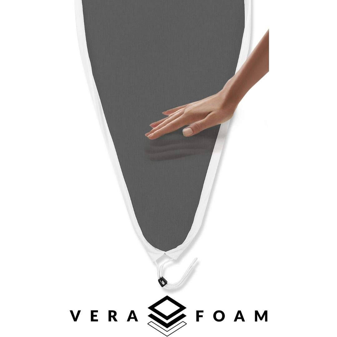 Reliable 220IB Home Ironing Board, Made in Italy Portable Ironing Board with Vera Foam Memory Foam Cover, Conex Heat Resistant Zone, 7 Step Height Adjustment, Strong Iron Rest and Laundry Rack