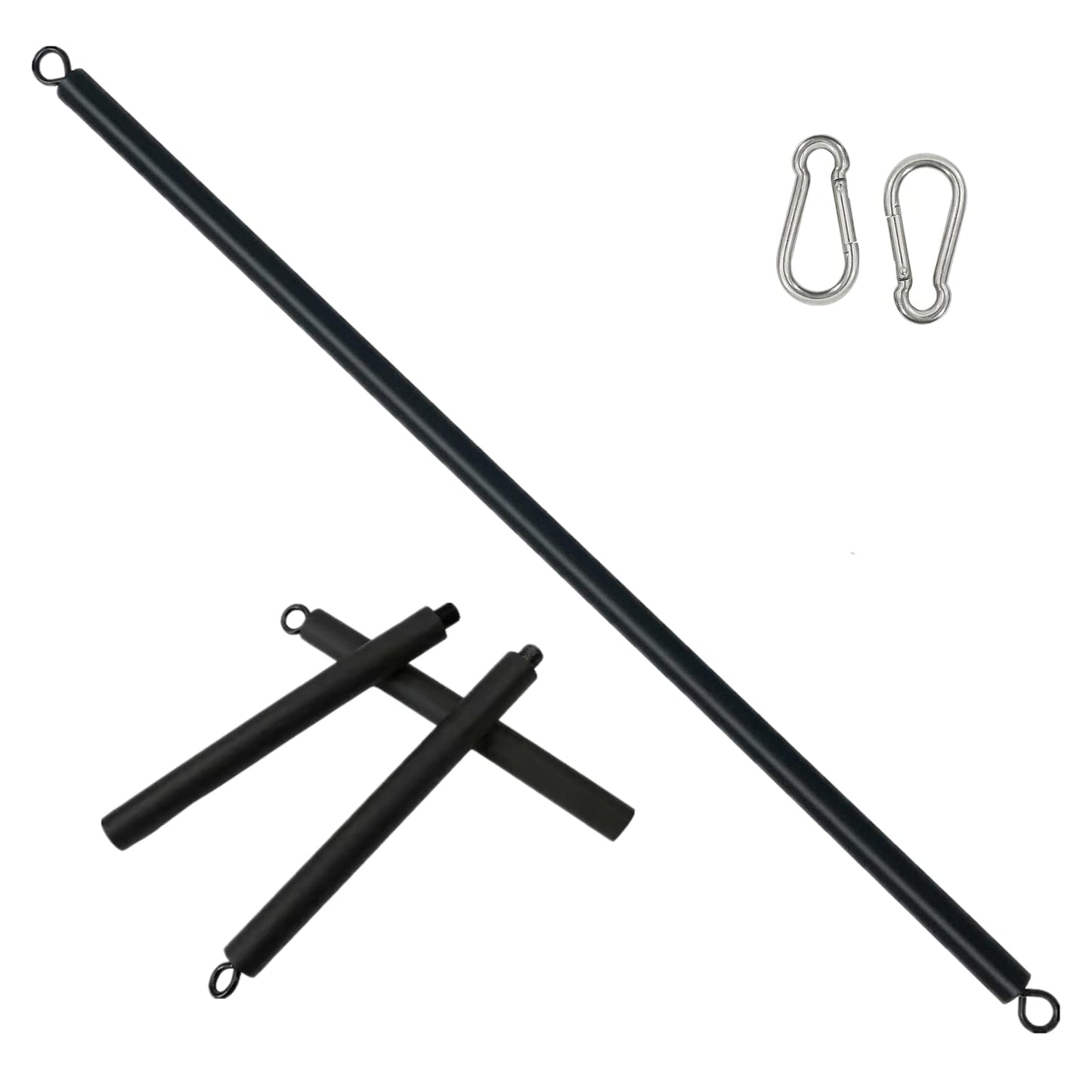 ENLAYER 41Inch Resistance Band Bar for Full Body Workout, Portable Detachable Pilates, with 2 Carabineer Clips, Black