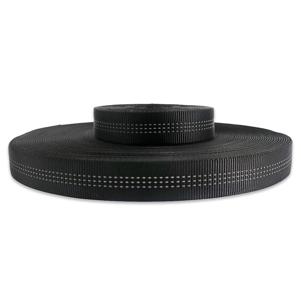 NewDoar 1 inch Nylon Tubular Webbing Tube/Tubular Climbing Webbing - Heavy Duty Strap for Rescue, Climbing, Harnesses, Rock Work, & Firefighting(Black,5Yard)