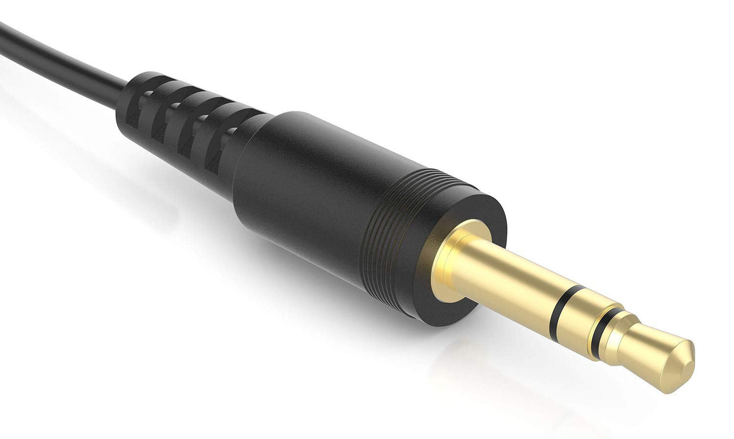 0.6ft 3,5mm valonic Short Audio Cable - - - AUX Cord for car, TV or Phone - Male to Male - Black