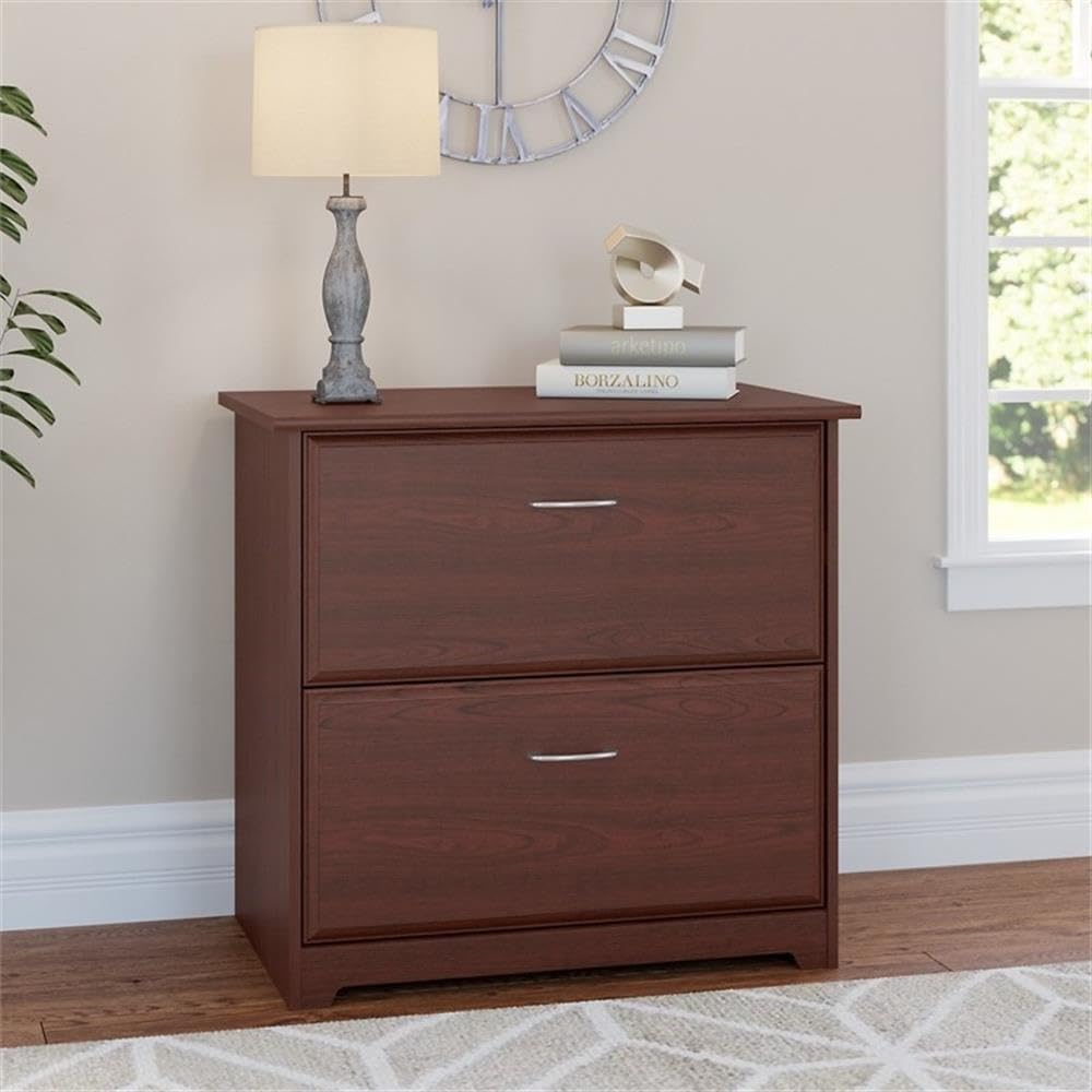 Bush Home Cabot 2 Drawer Lateral File Cabinet in Harvest Cherry, Home Office Chest for Letter, Legal, and A4-size Document Storage