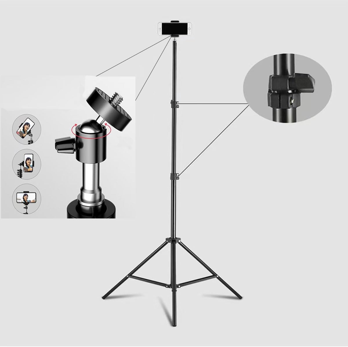 Tengsun 63 360 1/4" Tripod Stand Holder Lightweight Tripod with Ball Head Remote ThreadExtendable Cell Phone and Camera