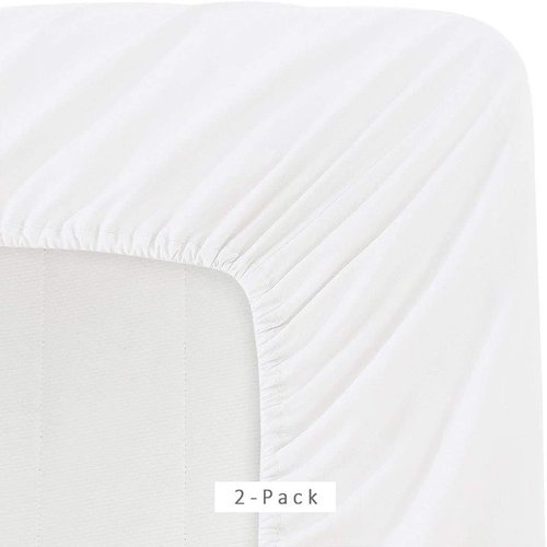 Microfiber 2-Pack 1800 Ultra Soft and Comfy Fitted Bottom Bed Sheets - 39" x 75" Great for Kids, Guest, Dorm, Camp, Twin Beds (Twin, White)