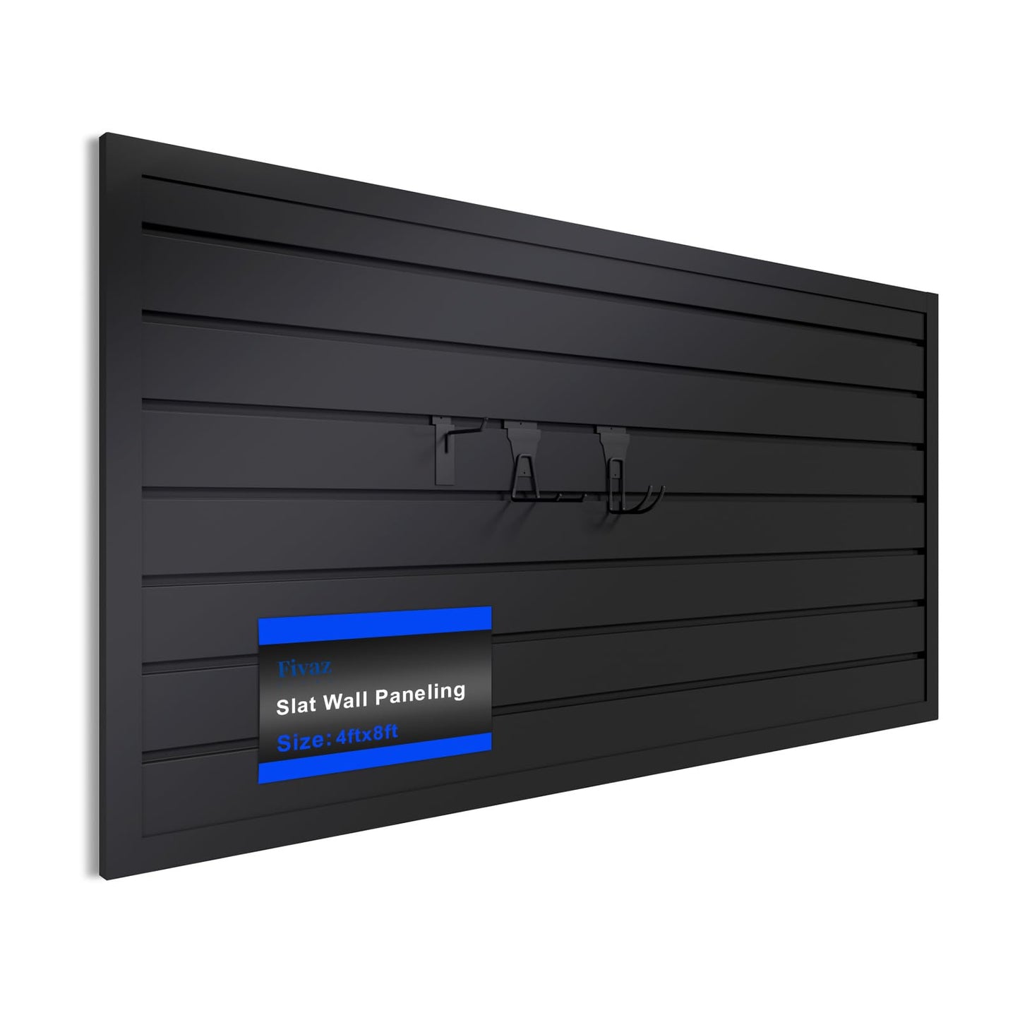4'x8' PVC Slat Wall Paneling, High Load Capacity Slatwall Panel, Cuttable & Moisture-Proof & Flame Retardant, Heavy Duty Black Garage Slatwall Panes Storage Systems for Garage Workshop Storage