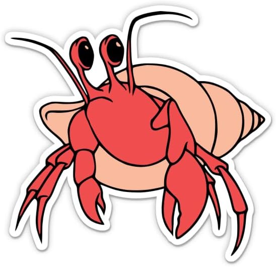 Sticker Mine 3" Hermit Crab Sticker - Laptop Sticker - Waterproof Vinyl for Car, Phone, Water Bottle - Cute Crab Decal