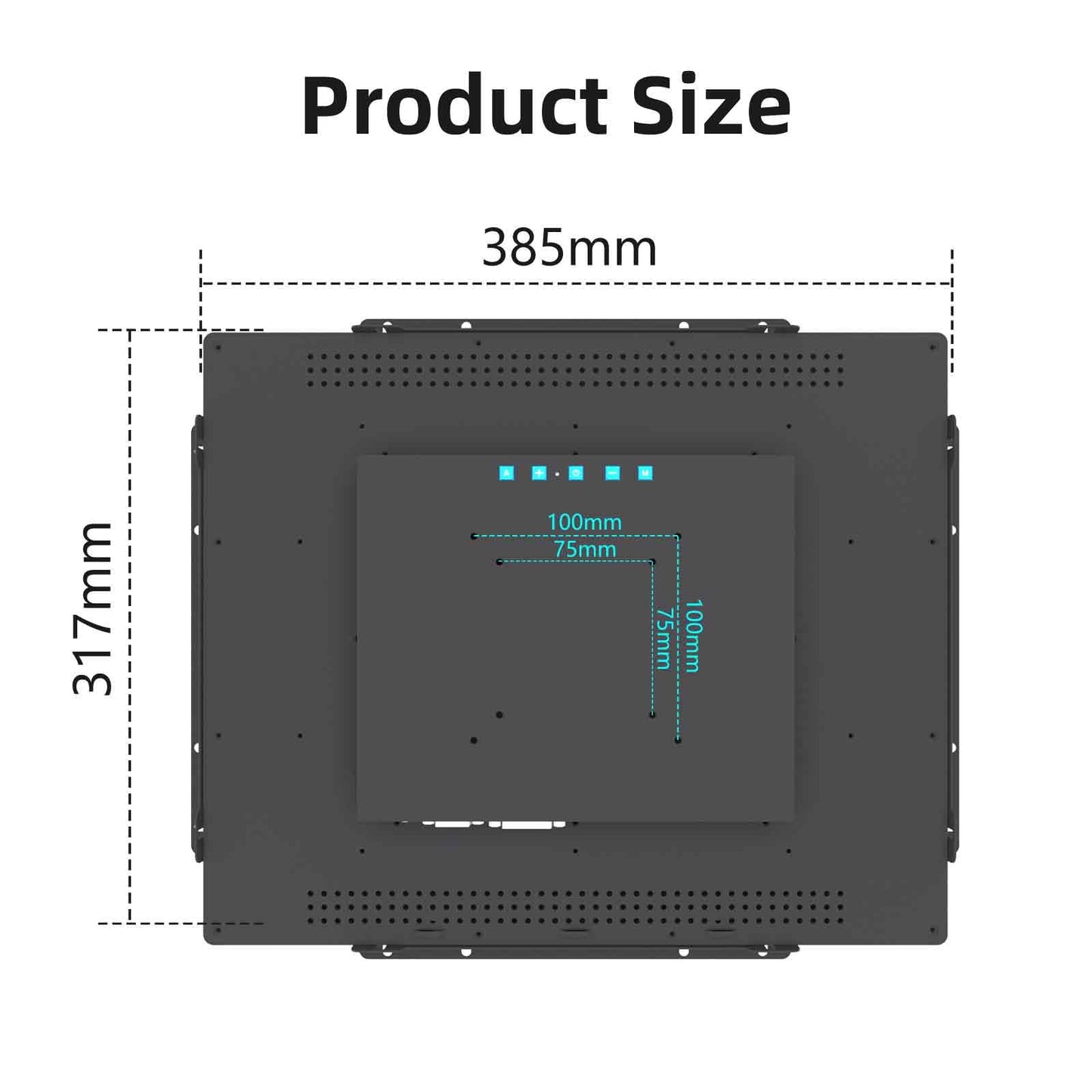 Senisway 17" Industrial Touch Screen Monitor Open-Frame Design with IP65 Waterproof Surface, 10-Point Capacitive Touch, IK08, 1280x1024 for Kiosk, Automation and Digital Signage.