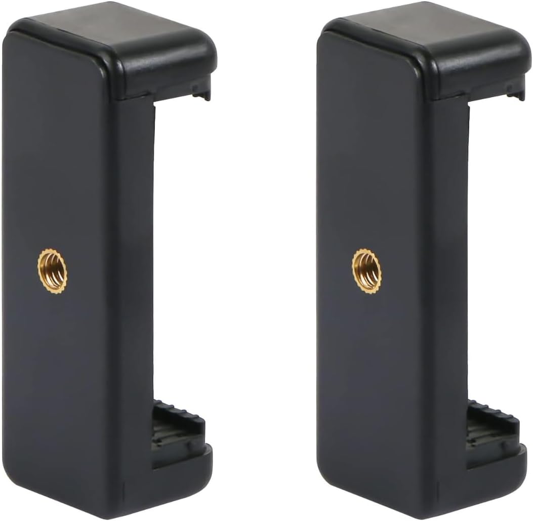 Acuvar More(2 Pack) Universal Cell Phone Tripod Mount Adapter, Phone Holder Clip Connector Head Used for Monopod Selfie