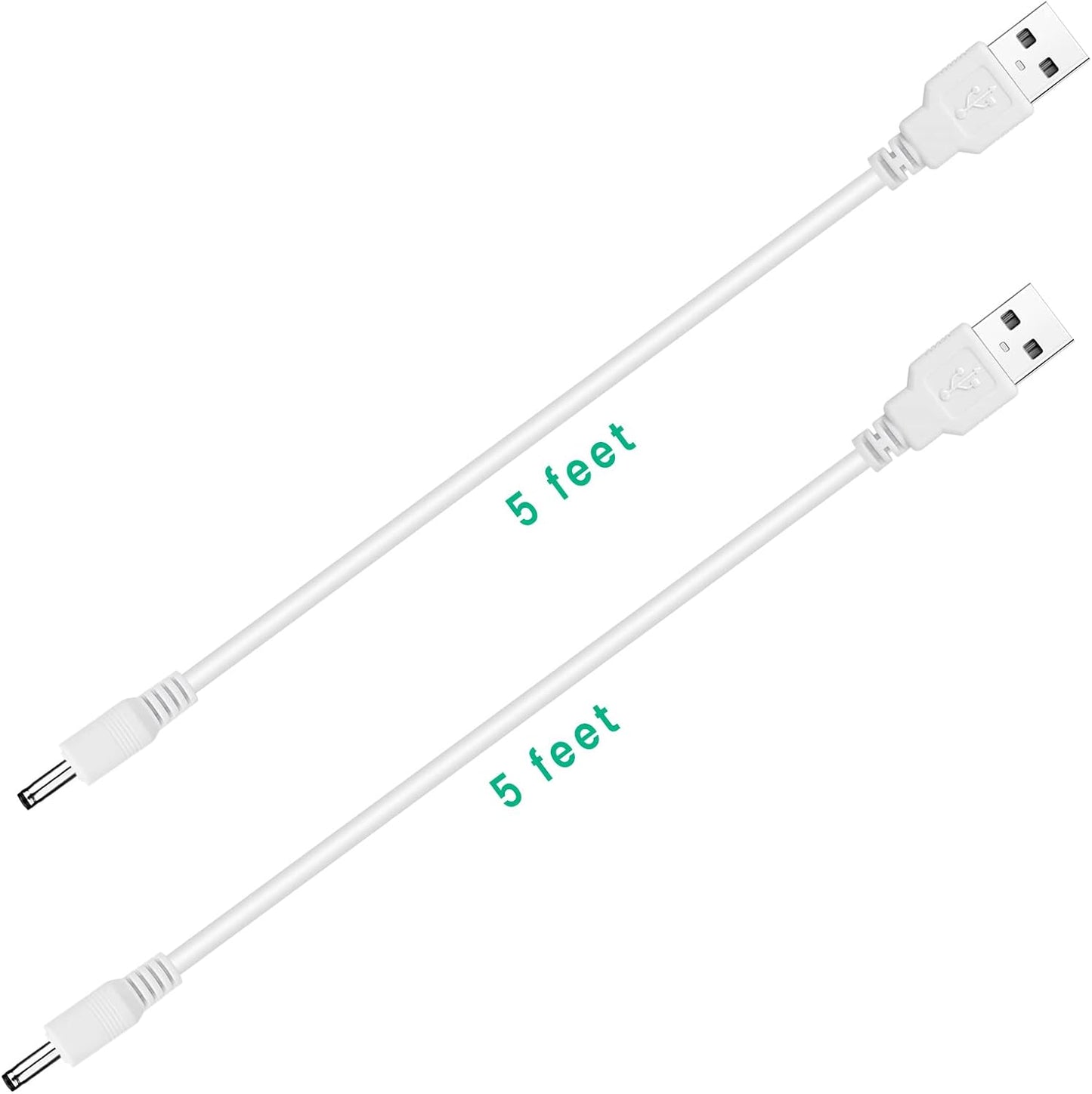 YEAOI 5ft, White(2-Pack) Power Cord Replacement for Hatch Baby Rest, Rest+ and Rest Mini Sound Machine, USB Charging
