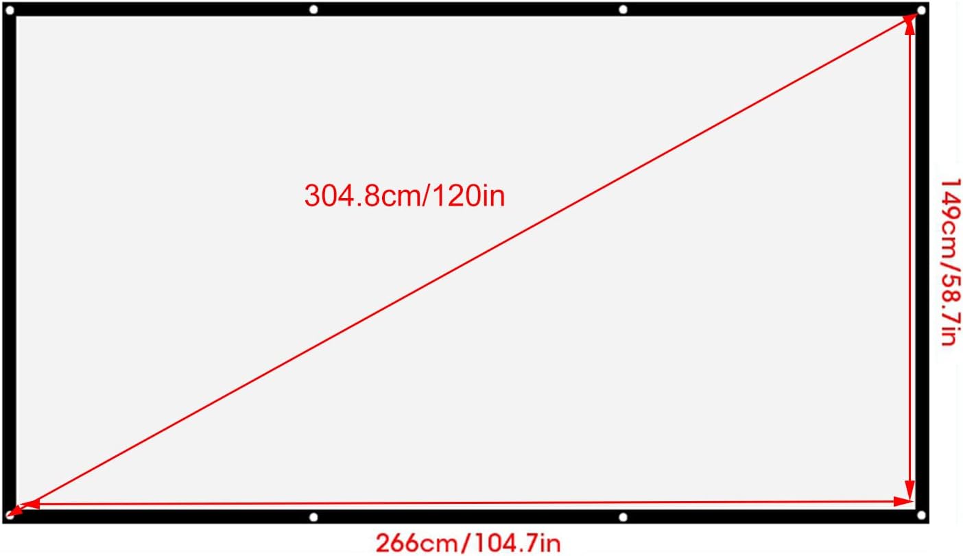 120 Inch, 16:9 Projector Screen Foldable Non Crease Portable Projection Screen, Thicken Soft White Polyester Projector