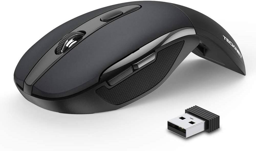 TECKNET 2.4G 3 2000/1500/1000 2-Year Folding Wireless Mouse, Travel Mouse Portable Adjustable DPI Compatible