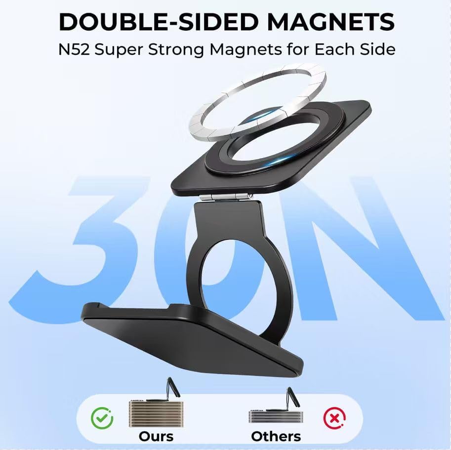 Aerbeis 17/16/15/14/13/12 Square Magnetic Phone Holder Stand for MagSafe iPhone Series, Foldable Phone Adapter Stand