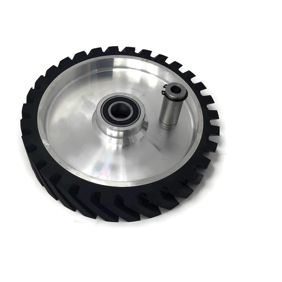10 x 2" Belt Grinder Contact Wheel,Belt Sander Bearings Serrated Rubber Contact Wheels With 2 heavy Duty bearing 6205 RS