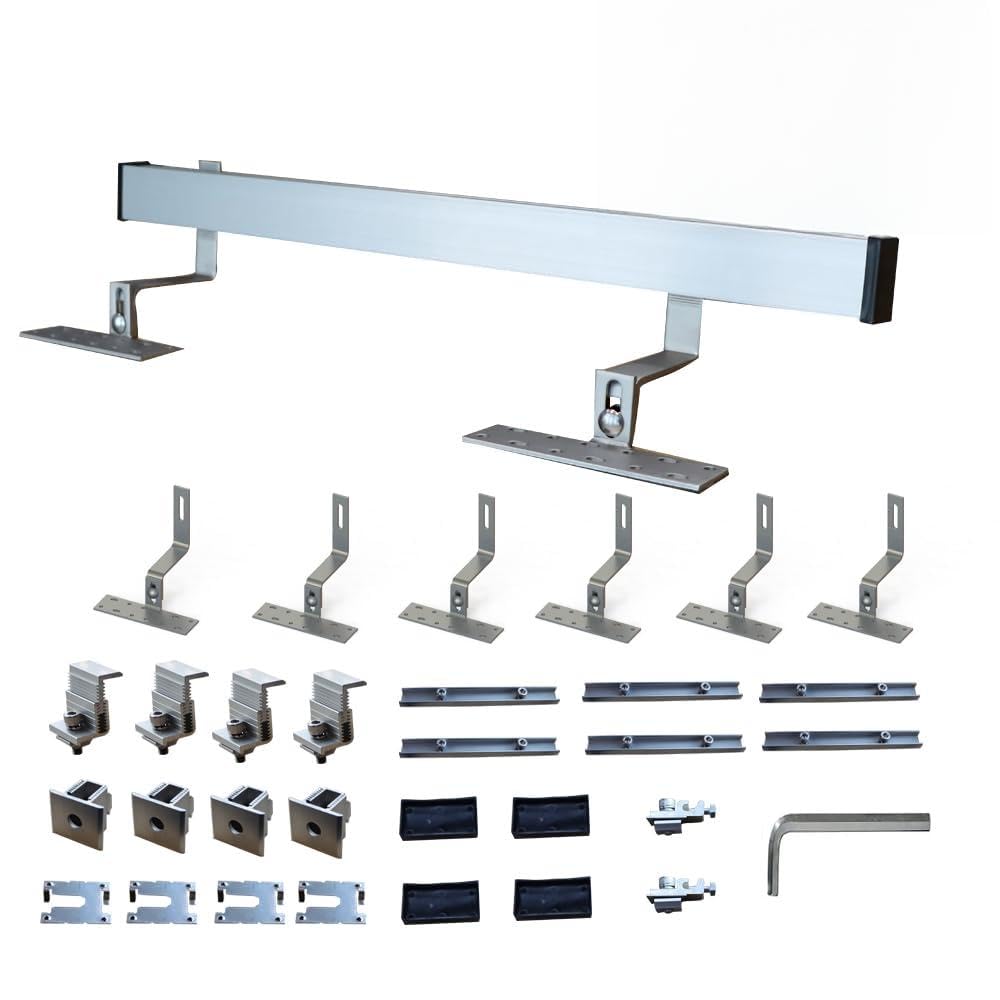 Solar Panel Mounting Bracket Kit to Metal Roof Sloped or Flat Pitched Tile Shingle Roofs for 1-4pcs Solar Panels
