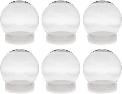 Creative Hobbies DIY Snow Globe Kit - Pack of 6 Clear Plastic Water Globes | 4 Inch with Screw-Off Cap