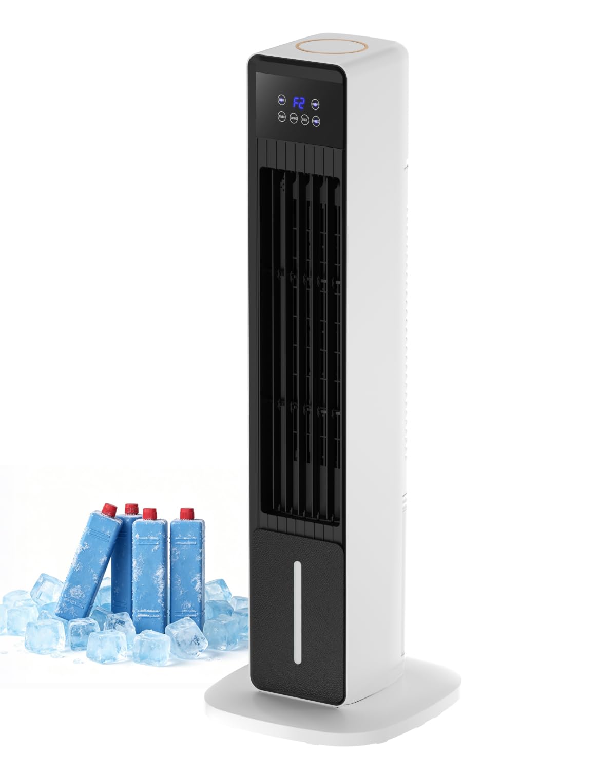 Evaporative Air Cooler, 3-in-1 Portable AC Tower Fan Air Conditioner with 4 Modes & 3 Speeds, 24H Timer, Remote 60°Oscillating Tower Fan, Quiet Swamp Cooler, Tower AC for Bedroom Office, 36inch, Black
