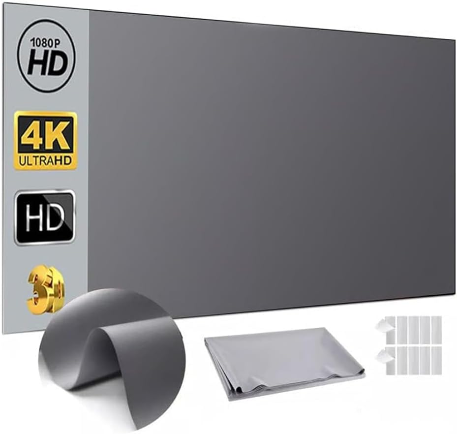 Generic 4k 16:9 Screen,160Wide (120in) Metal Lightproof Foldable Portable Movie Screen, HD Anti Light Projector Viewing