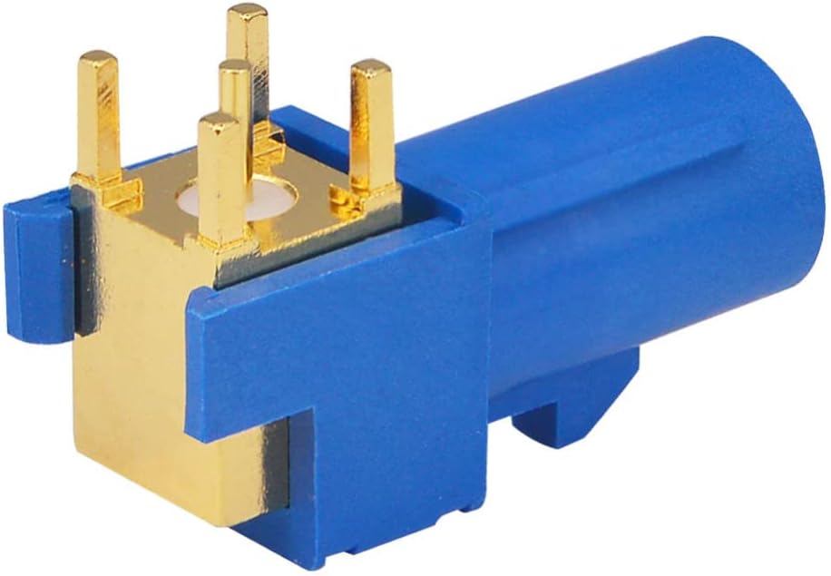 Fakra SMB C Male RF Coaxial Adapter, Fakra C Male PCB Mount Right Angle Connector for GPS Telematics or Navigation