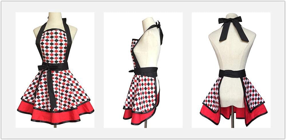 Hyzrz Lovely Handmade Cotton Retro Aprons for Women Girls Cake Kitchen Cook Apron for Mother's Gift (Multicolor)