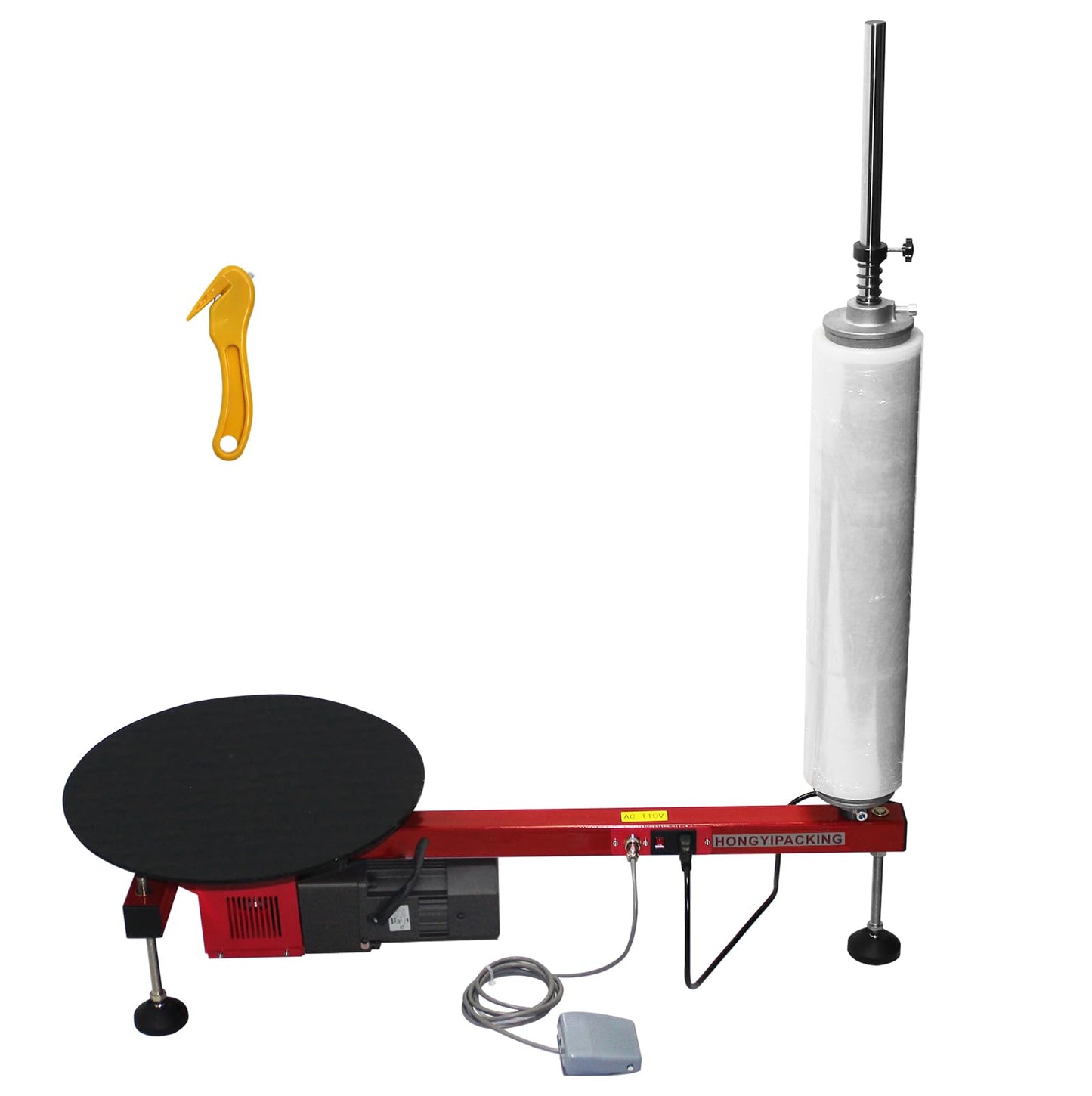 Electric Stretch Film Wrapping Machine,Stretch Film Dispenser Wrap Bench,Heavy Duty Film Wrapper Table Pallet Box Shrink for 12-28in Films,110V 60W