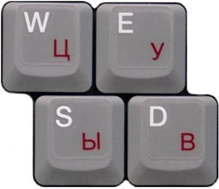 2pcs HQRP New Cyrillic Alphabet Ukrainian Russian Keyboard Stickers with Red Lettering on Transparent Background