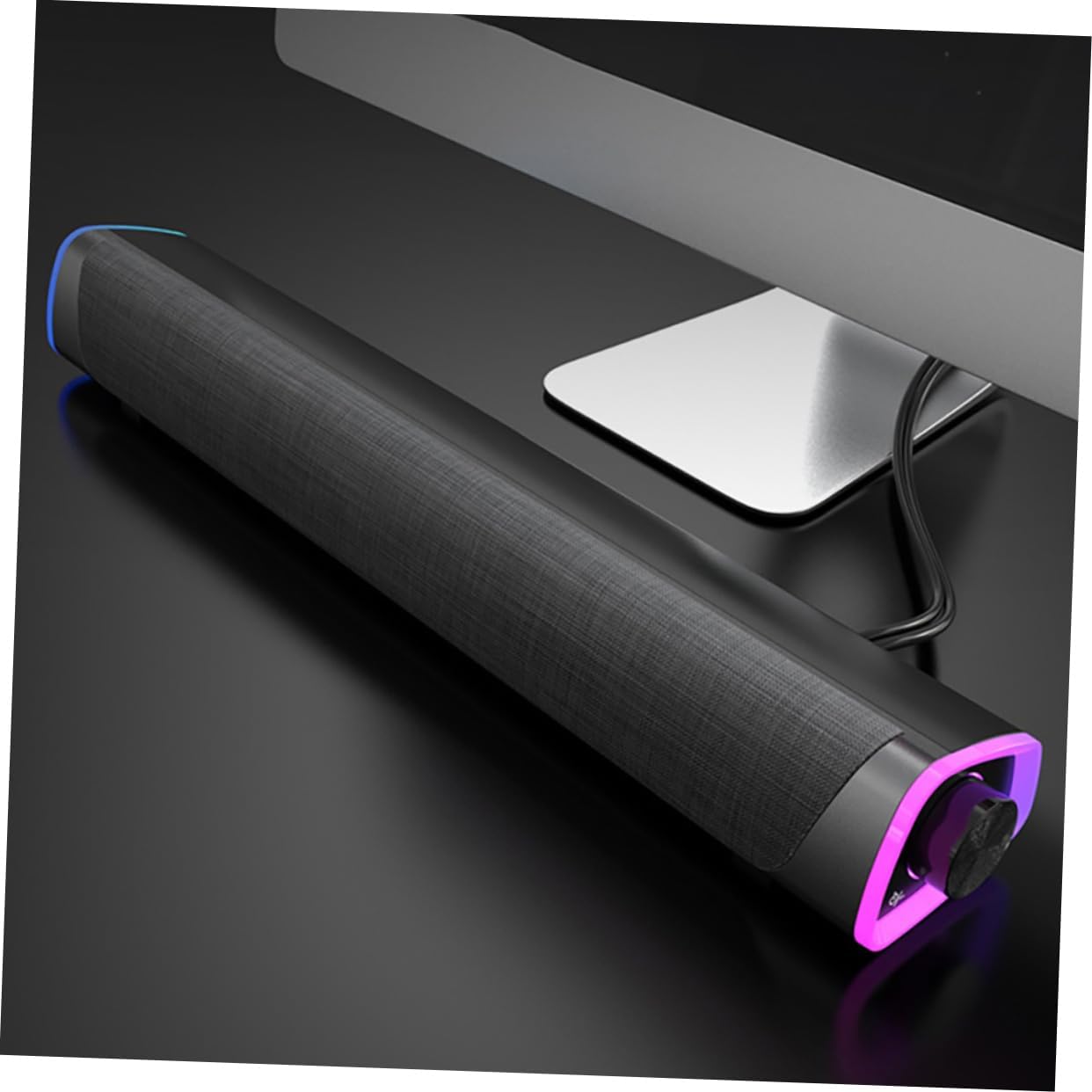 Gatuida 3D Wired Soundbar Speakers for Desktop Black Surround Sound Audio System Dual Drivers USB Powered Compatible