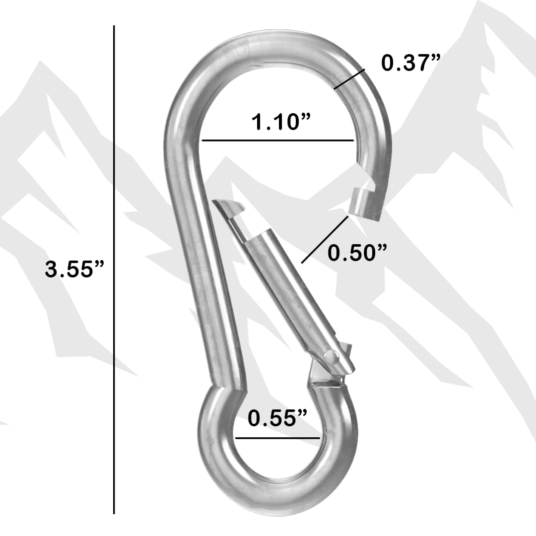 BoxerTool Heavy Duty Spring Snap Hooks 4Inch, 3/8" 20 Pack - Multipurpose Carabiner Clips for Swing, Large Steel Chain Quick Links Safety Buckle Connector for Hammock Fitness Gym Outdoor Boating