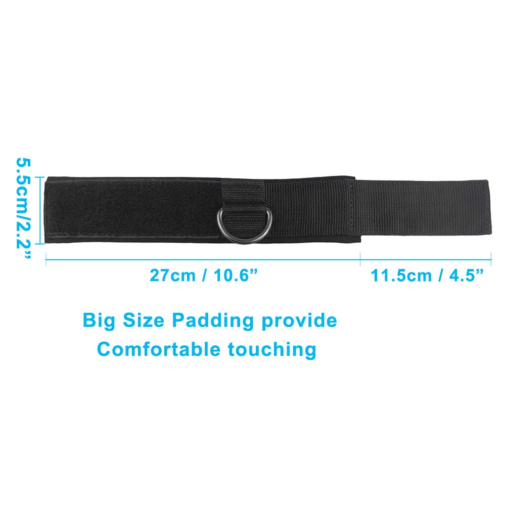 YCYU Padded Ankle Cable Straps for Cable Machine - Ankle Cuffs of Glute Leg Kickback with Free Bag－Great for Bodybuilding Gym Home Workout - Black 2 Pack (Black D-Ring)