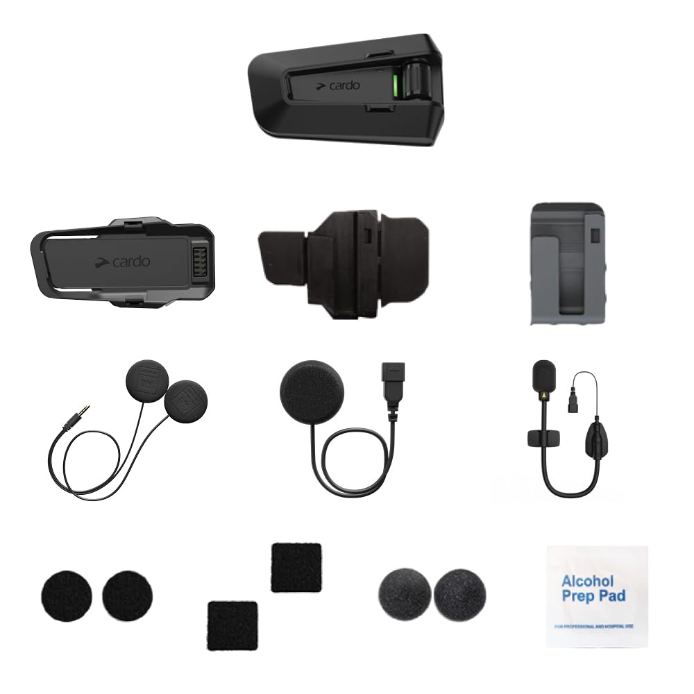 Cardo PACKTALK PRO Motorcycle Helmet Communication System Intercom, Crash Detection, Auto On/Off, Air Mount, 45mm Speakers, Single Pack
