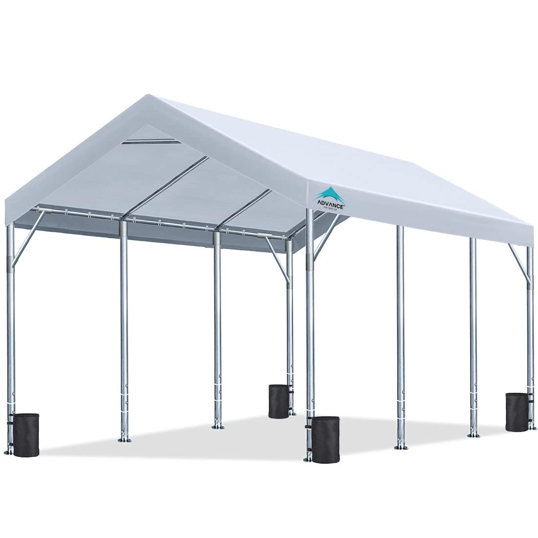 ADVANCE OUTDOOR 12x20 ft Heavy Duty Carport Potable Car Canopy Garage Party Tent Boat Shelter, Adjustable Height from 9.5 ft to 11 ft, White