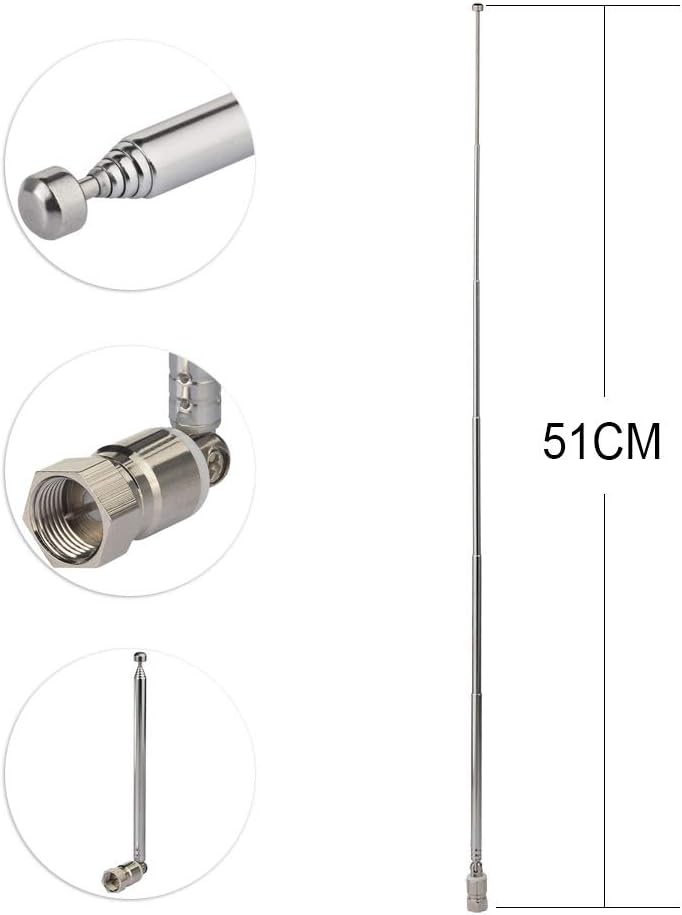 Superbat 75 FM Telescopic Antenna Kit Unbal F Type Connector DAB Radio Replacement Antenna for TV AM FM Radio Stereo