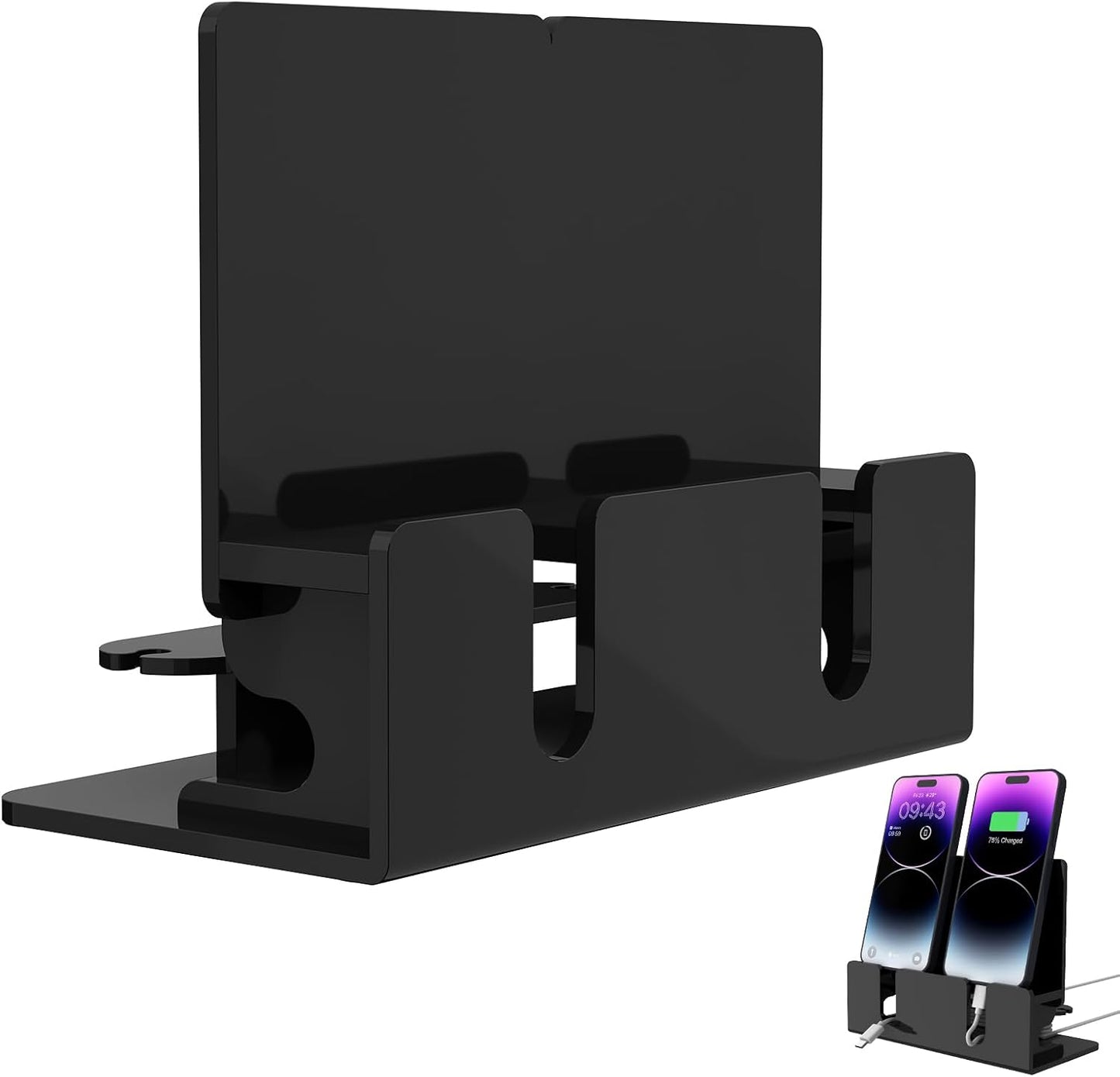 CaSZLUTION 2 Dual Phone Holder Organizer Stand for Phones, Acrylic Desktop Universal Mobile Phone Docking Station