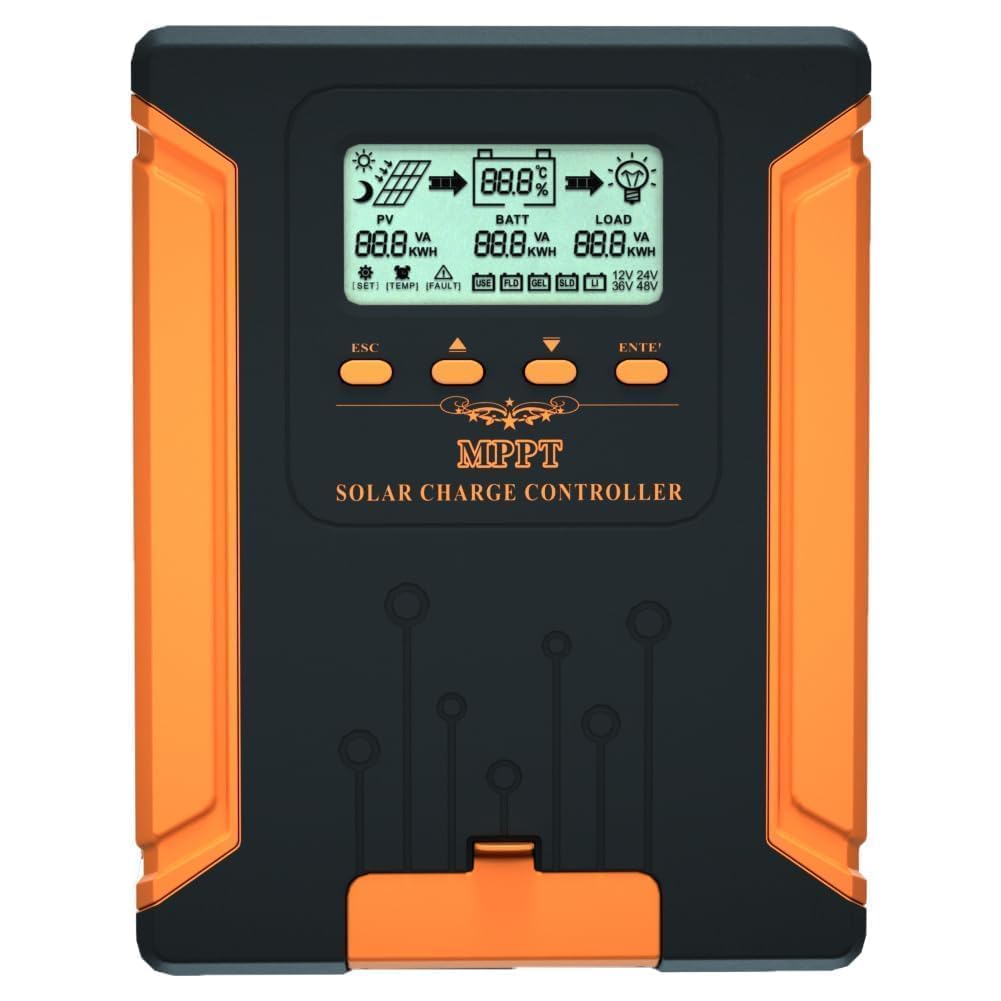 SolaMr 120A 180V MPPT Solar Charge Controller 12V/24V/36V/48V, LCD Screen Solar Panel Controller for Gel Sealed Flooded and Lithium LiFePO4 Battery (CM120A)