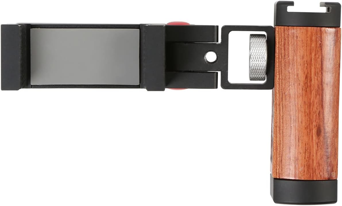 Amykite 1/4 Foldable Smartphone Grip Mount with Wrist Strap, Compatible with Standard Screw Selfie Stick for Tripod