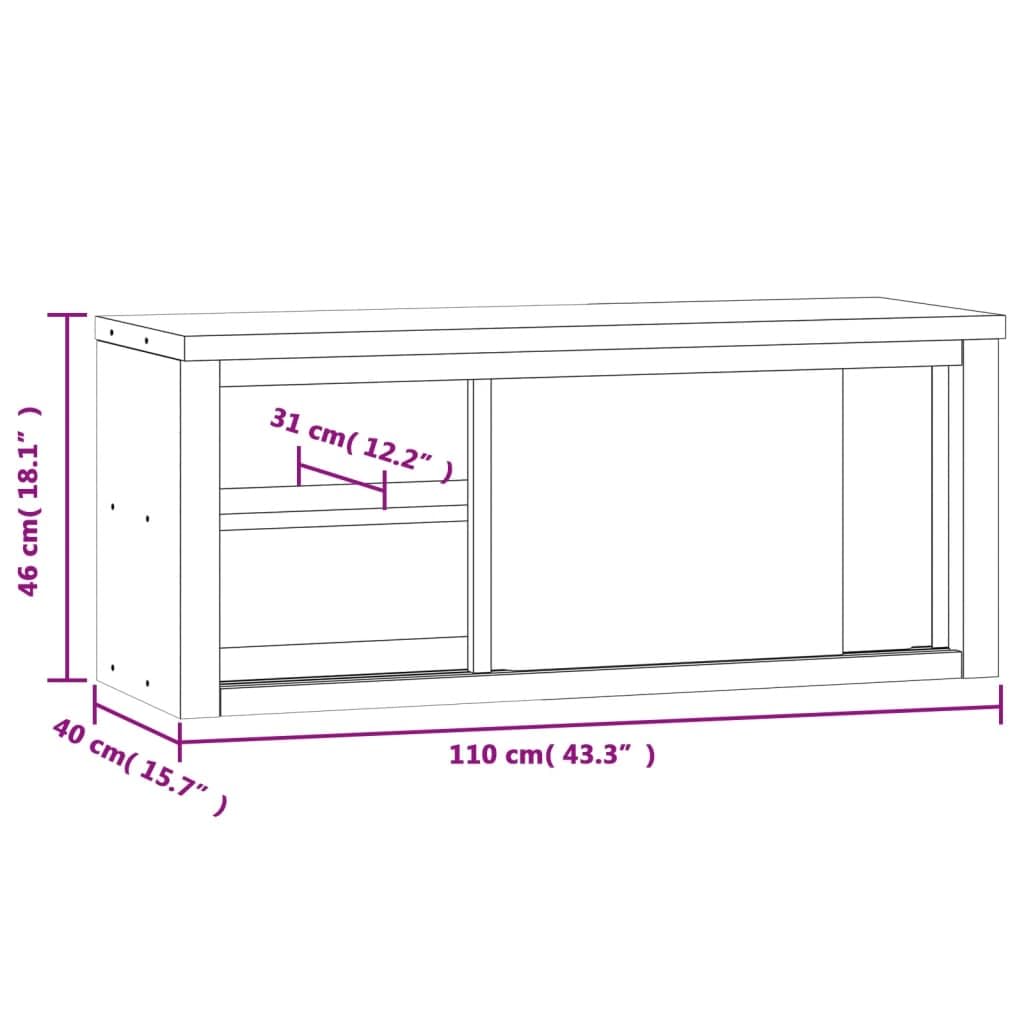 vidaXL Stainless Steel Kitchen Wall Cabinet with Sliding Doors - 43.3x15.7x18.1 in, Silver, Wall-Mount Storage for Commercial Kitchens, Bars, Schools, 376443