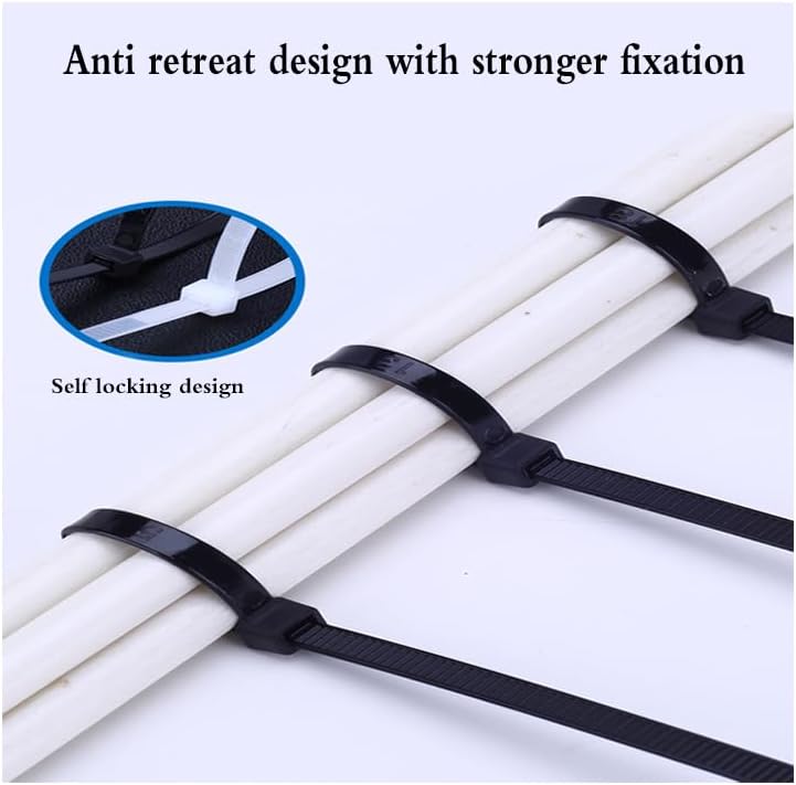 Generic 100 11 pieces of nylon zip ties, double-sided toothed, with a tensile strength of pounds, adjustable