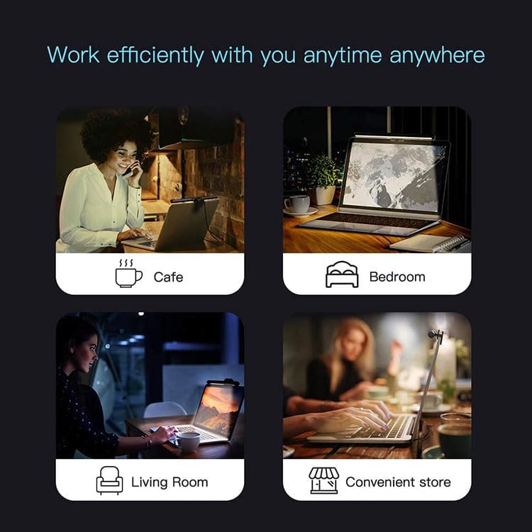3 Settings, 10 CATPOWER Portable Laptop Monitor Light Bar with USB Connection, e-Reading LED Task Lamp, Color