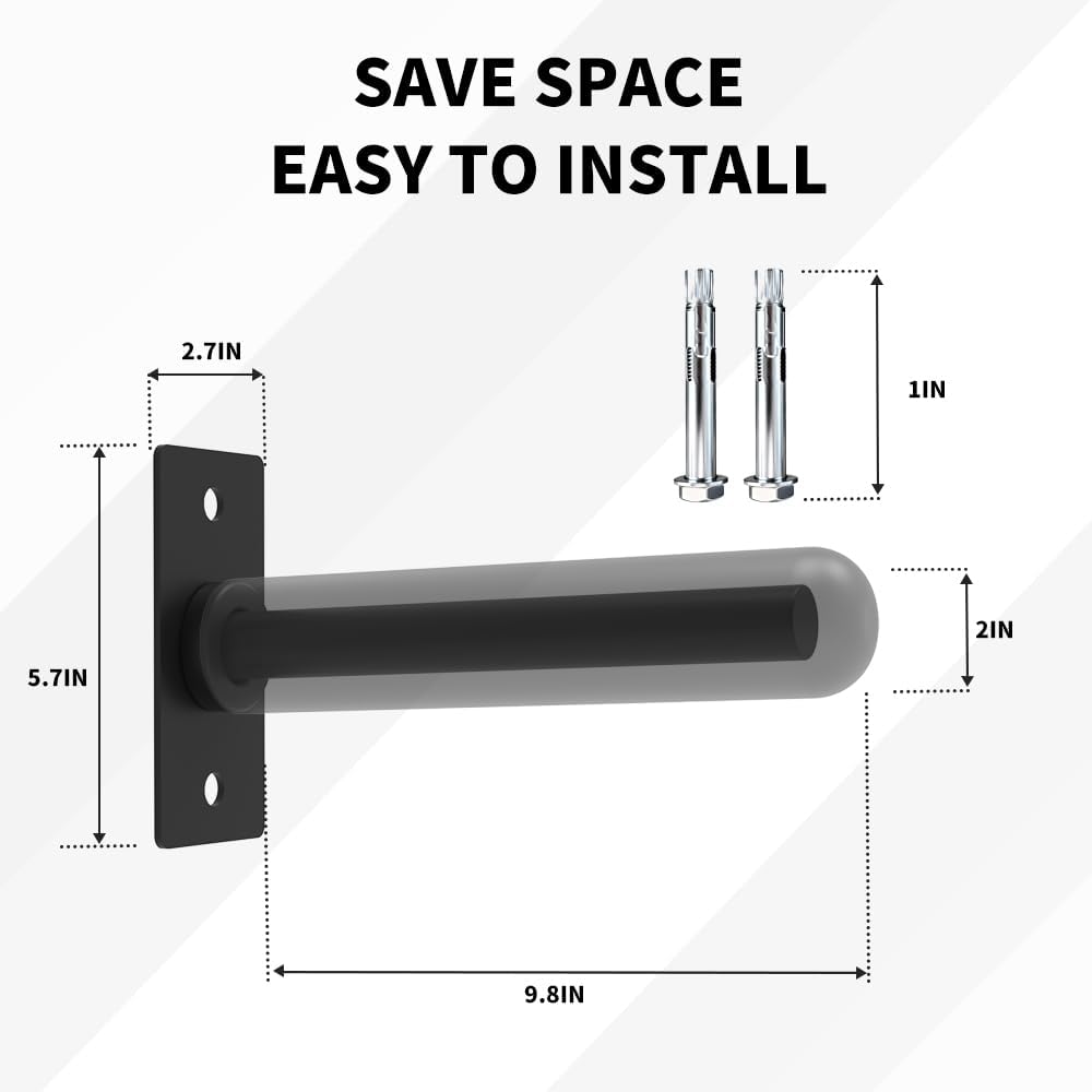 4 Pack Wall Mounted Weight Plate Holder-Fit 1 and 2 Inch Standard Weight Plates with Protective Rubber Pad and Hardware, 300 LB Weight Capacity