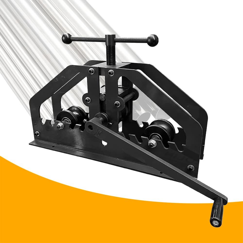 Manual Metal Tube Bender Machine, 1-1/4" to 2" Round Roller Stretcher Shrinker Bench Bending Set GDAE10 Heavy Duty Pipe Bender Tubing Notcher Durable Working Tools TR-60 for Flats, C Channel, Square