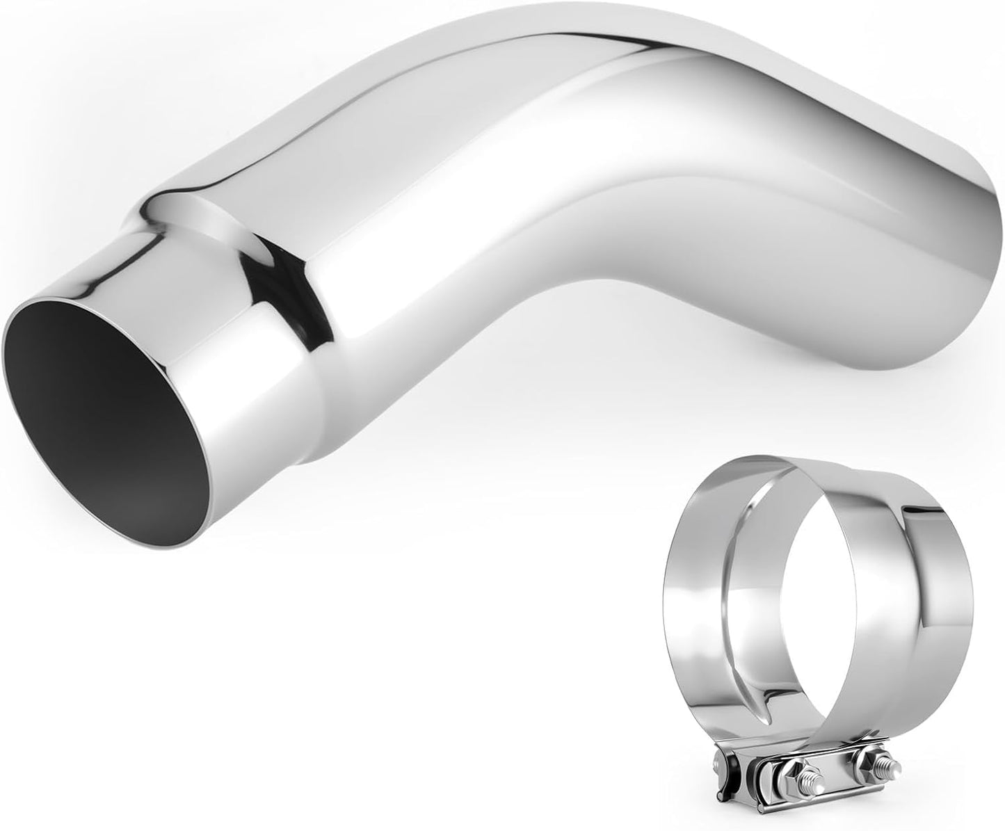 Drynochet Exhaust Tip,Universal Exhaust Elbow Pipe 4” Inlet 7" Outlet with Steel Clamp - Chrome/Black Finish for Cars & Trucks