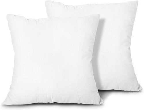 EDOW Throw Pillow Inserts - Set of 2 Lightweight Down Alternative Polyester Cushions | Machine Washable, 18x18, White