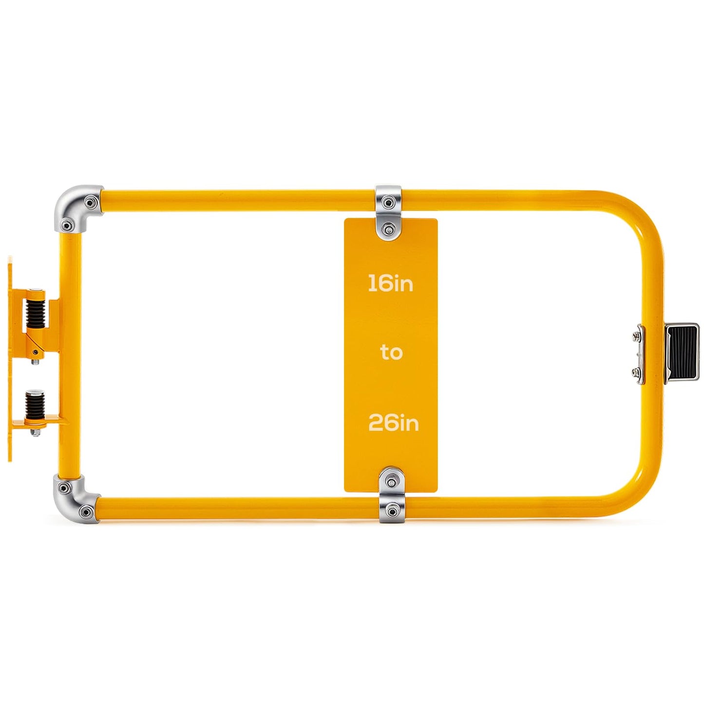 Blulu Industrial Swing Gate Universal Spring-Loaded Safety Swing Gate 16" to 26" Wide Self-Closing Safety Powder Coated High-Visibility Yellow