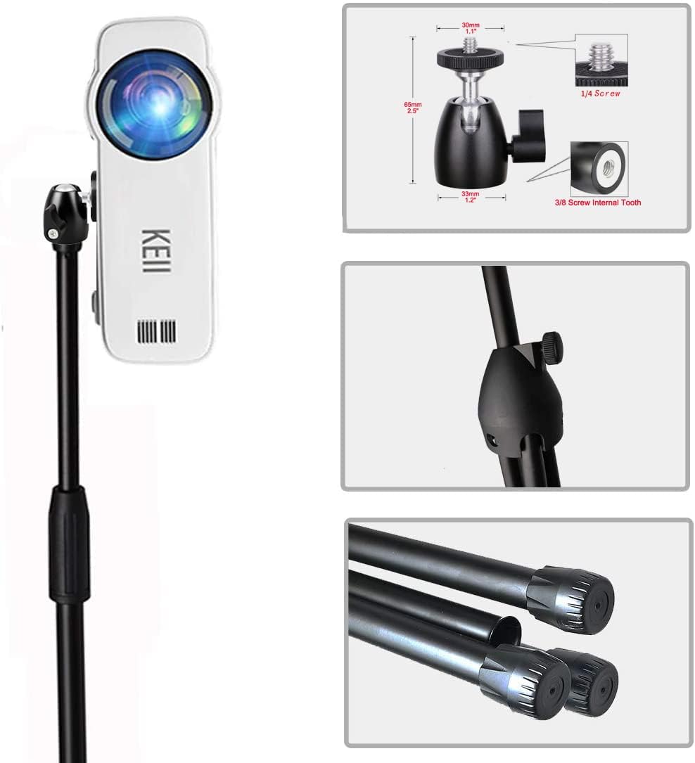 Coret 29-57 inches 360Swivel Upgrade Mini Projector Tripod Stand, Adjustable Floor Stand Holder with Upgrade Ball Head