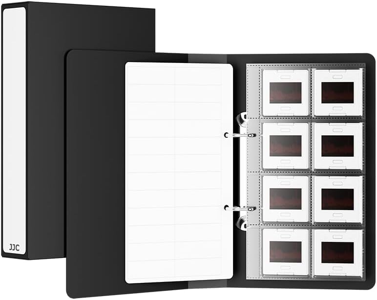 JJC 35mm 96 12 48 Slide Storage Box Kit - Archival Safe Pull-Out Case Holds Mounted Slides, with Acid-Free Pages