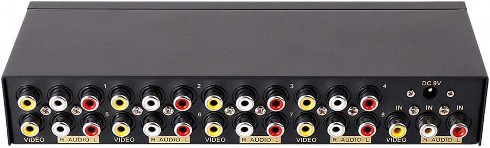 DTECH 8 3 1 8 Powered Way RCA Splitter Box in Out Composite Video Audio Distribution Duplicator with Power Adapter