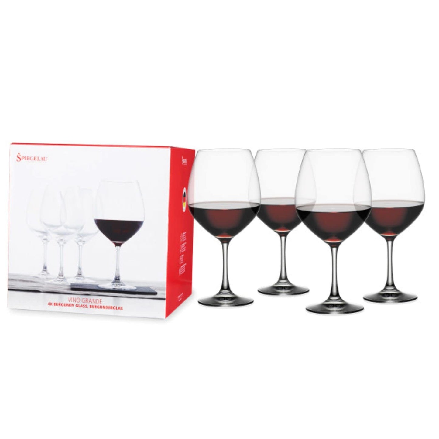 Spiegelau Vino Grande Burgundy Wine Glasses, Large Crystal Clear Red Wine Glasses for Pinot Noir, Elegant Glassware, Wedding Gifts, Birthday Gifts for Women and Men, Home Bar, 25 oz, Set of 4