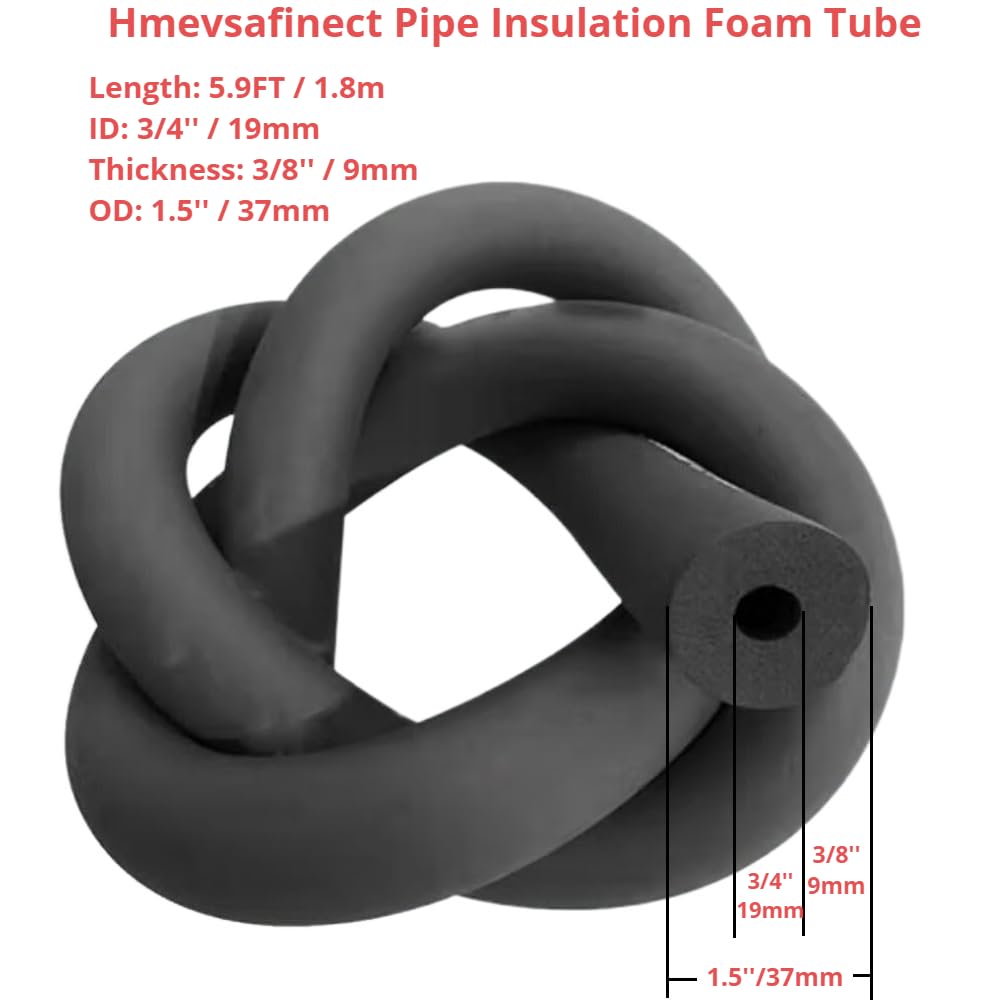 Pipe Insulation Foam Tube - 3/4'' ID x 3/8" TK x 5.9 FT Foam Tubing for AC Unit, Guitar Stands, Exercise Machine Handle and Roof Rack. (3/4" ID*3/8" TH-6Ft)