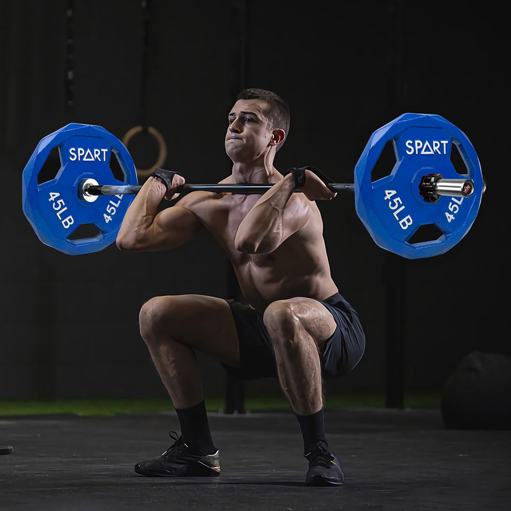 SPART Color Coded Weight Plate 105LB Combo Set, 2-Inch Cast Iron Metal Weight Plates for Barbell,Solid Cast Iron Olympic Weight Plates for Strength Training, Weightlifting, Crossfit