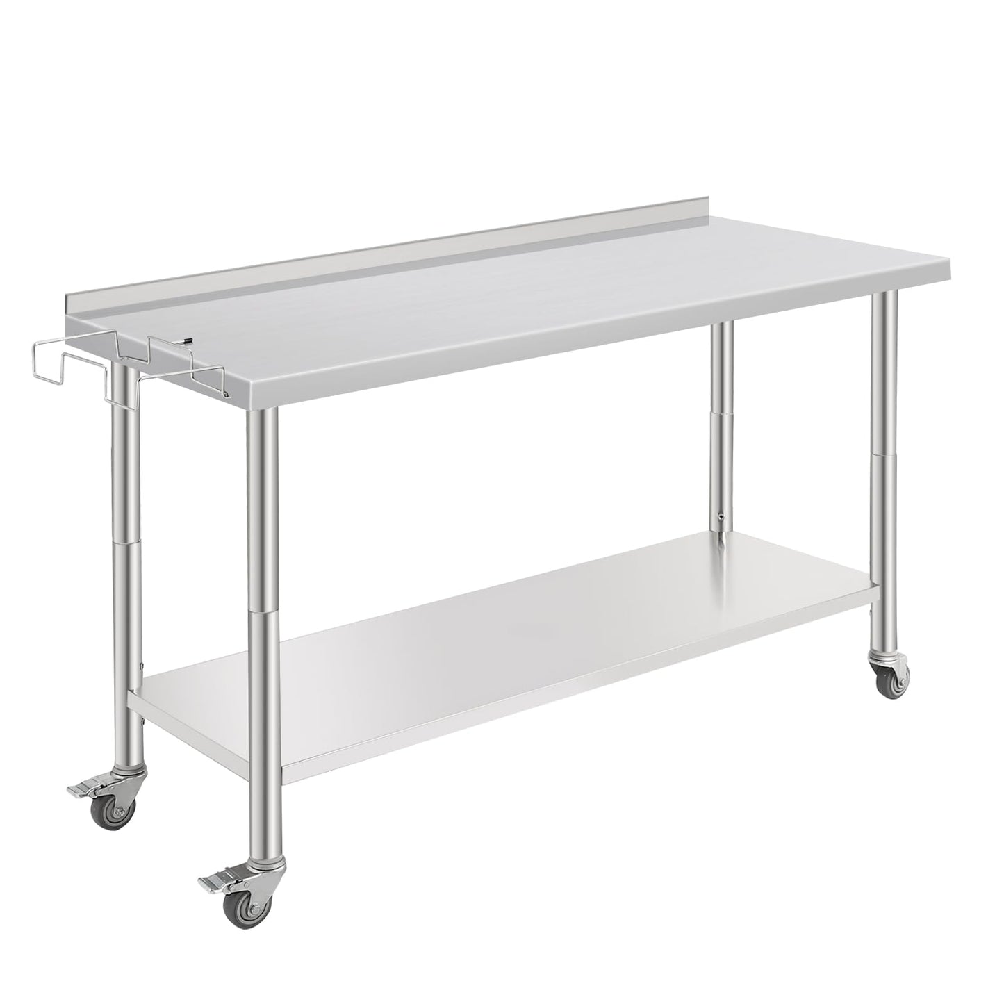 ExploreHorizon 60"x24"x35" NSF Stainless Steel Work Table, Heavy Duty Prep Table with Adjustable Undershelf, Commercial Metal Table for Kitchen, Restaurant, Home, Hotel, Workstation
