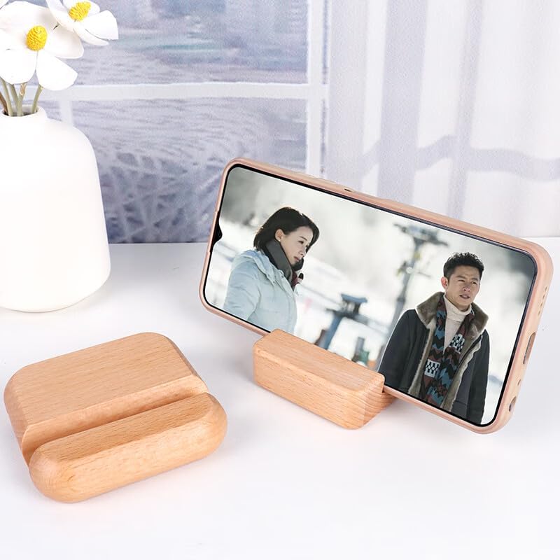 LUCENTIS 2 8 8 cm, Wood Phone Stand, x x Wooden Phone Holder (Black Walnut Square Double Slot)